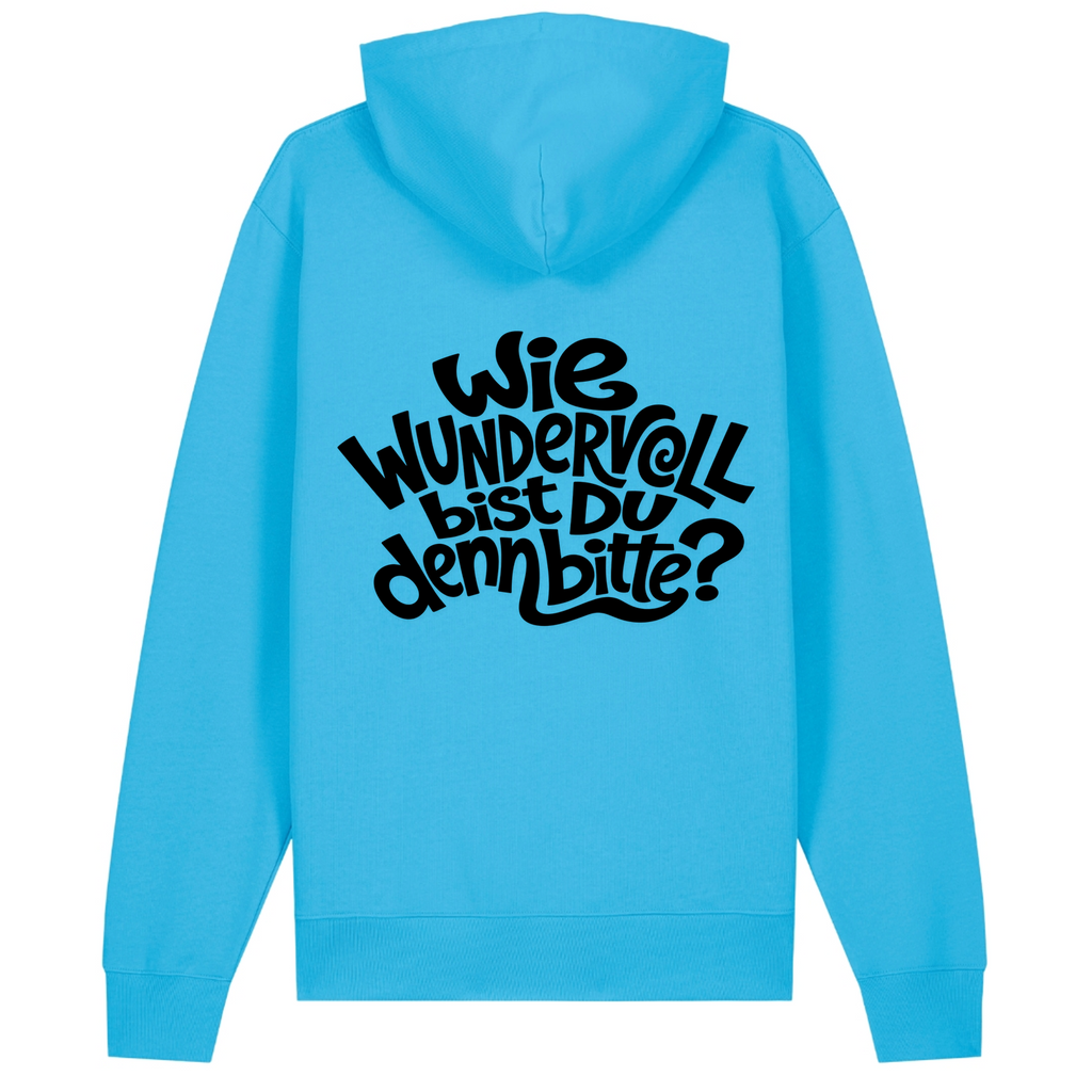 Wie wundervoll bist Du denn bitte ? Hoodie Bio Baumwolle - Aqua Blue - Rueckseite