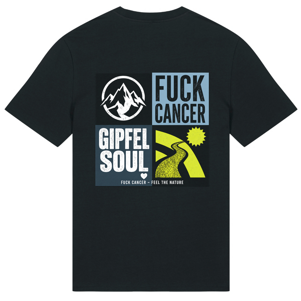 Fuck Cancer T-Shirt Gipfelsoul Rückenprint - Black - Rueckseite