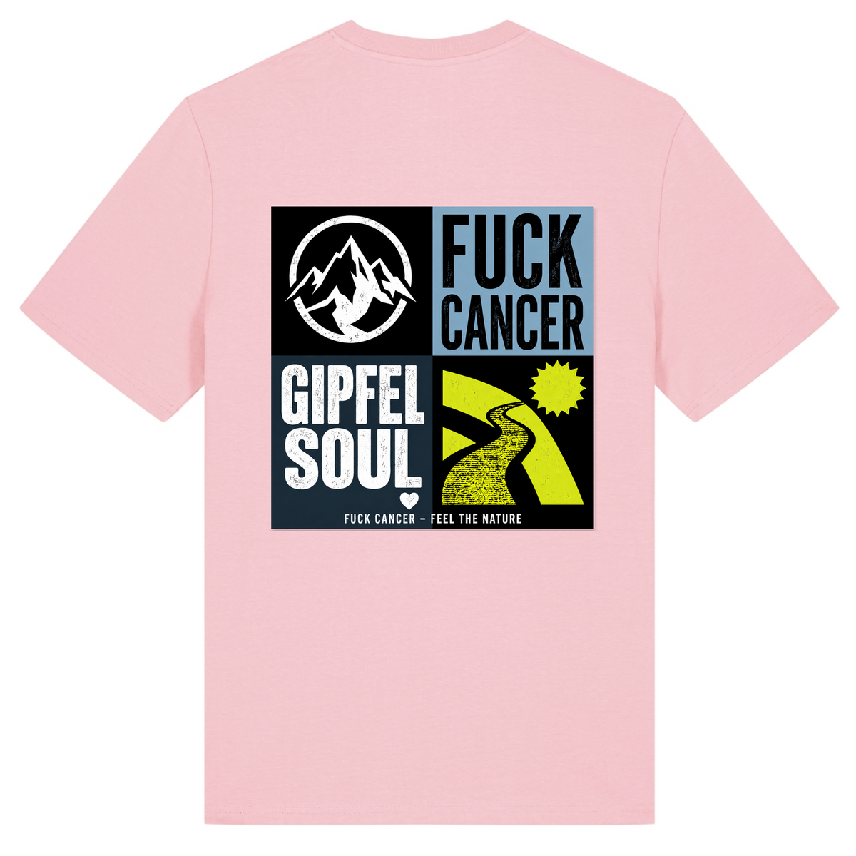 Fuck Cancer T-Shirt Gipfelsoul Rückenprint - Cotton Pink - Rueckseite