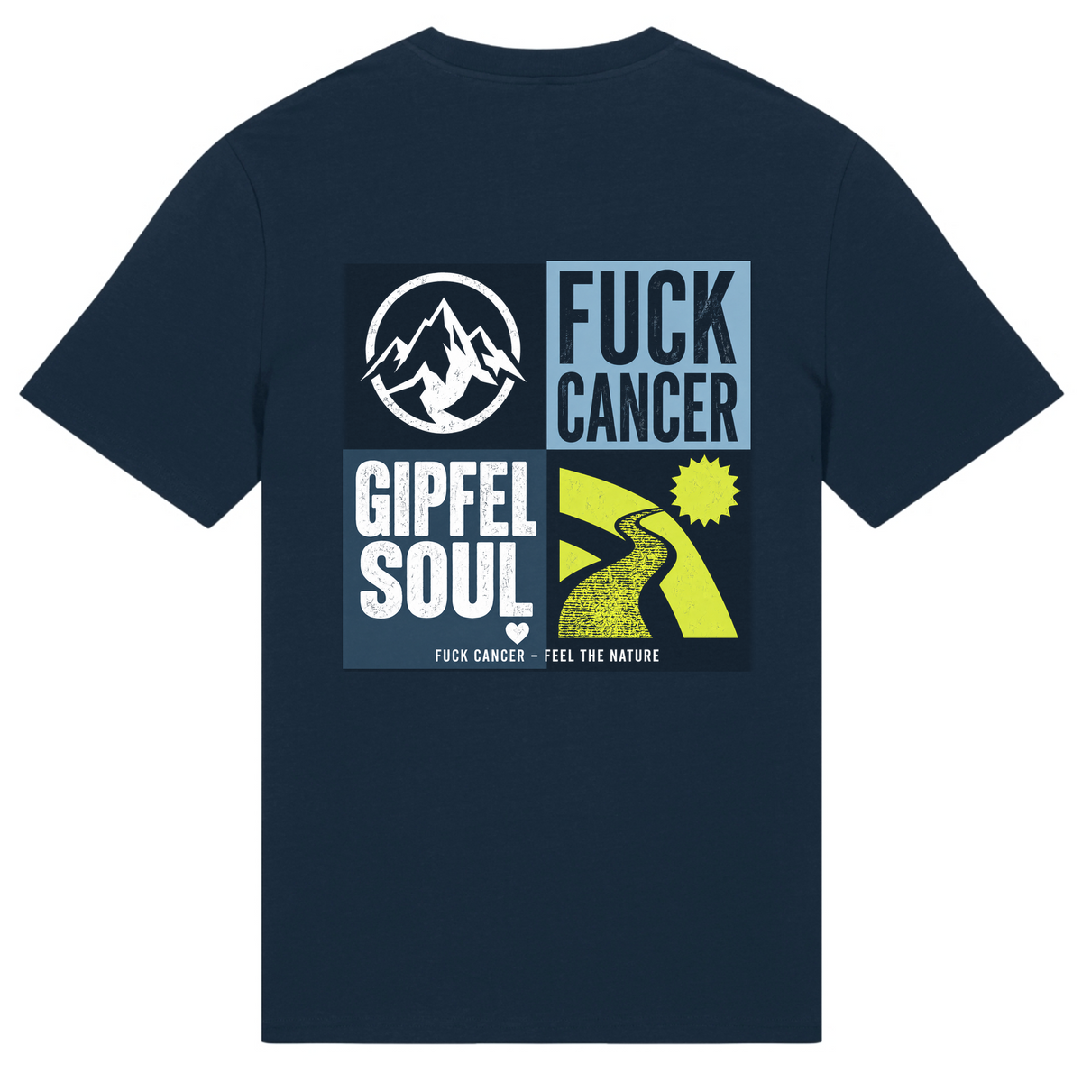 Fuck Cancer T-Shirt Gipfelsoul Rückenprint - French Navy - Rueckseite