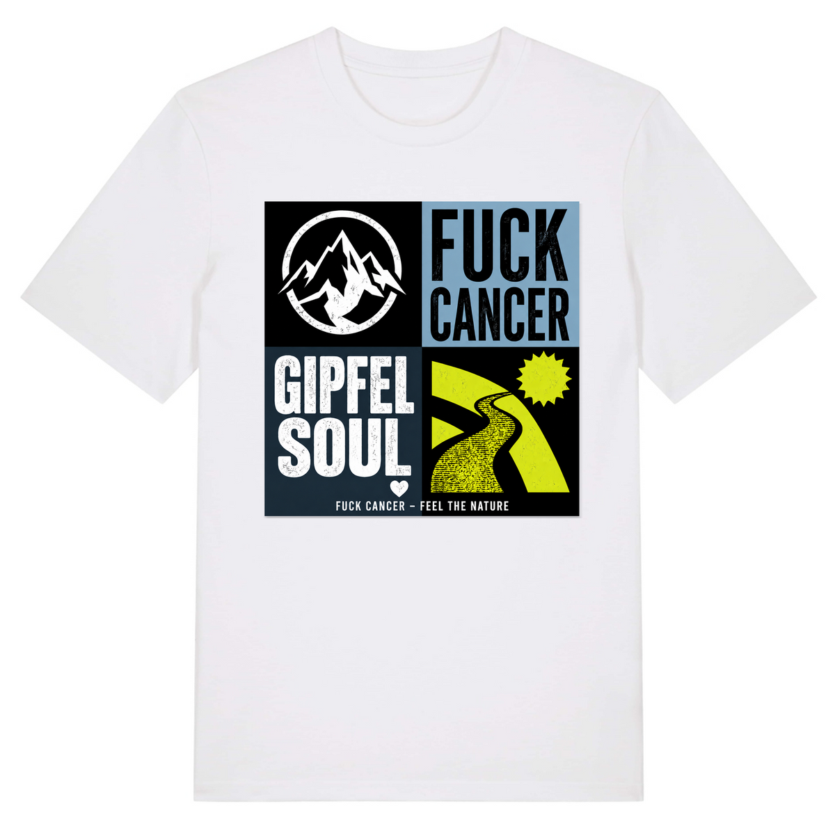 Fuck Cancer T-Shirt Gipfelsoul Rückenprint - White - Rueckseite