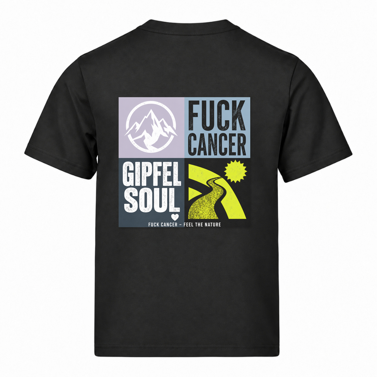 Fuck Cancer Rückenprint T-Shirt Gipfelsoul - Black - Rueckseite