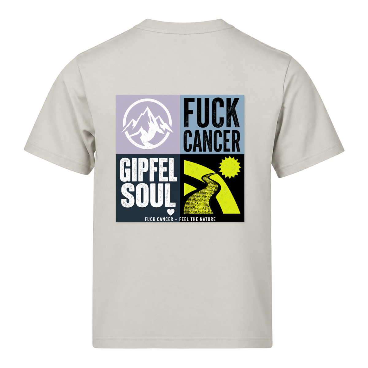 Fuck Cancer Rückenprint T-Shirt Gipfelsoul - Cement - Rueckseite