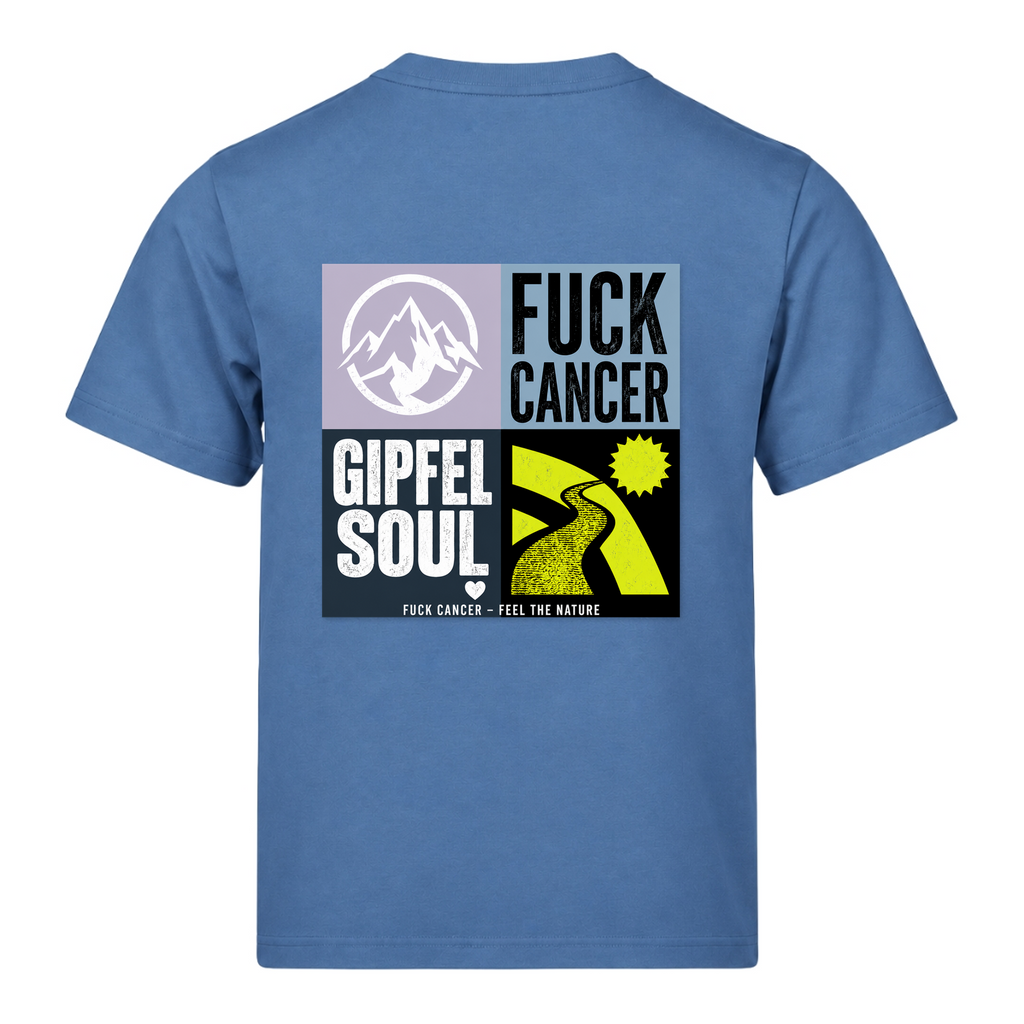 Fuck Cancer Rückenprint T-Shirt Gipfelsoul - Ocean Blue - Rueckseite