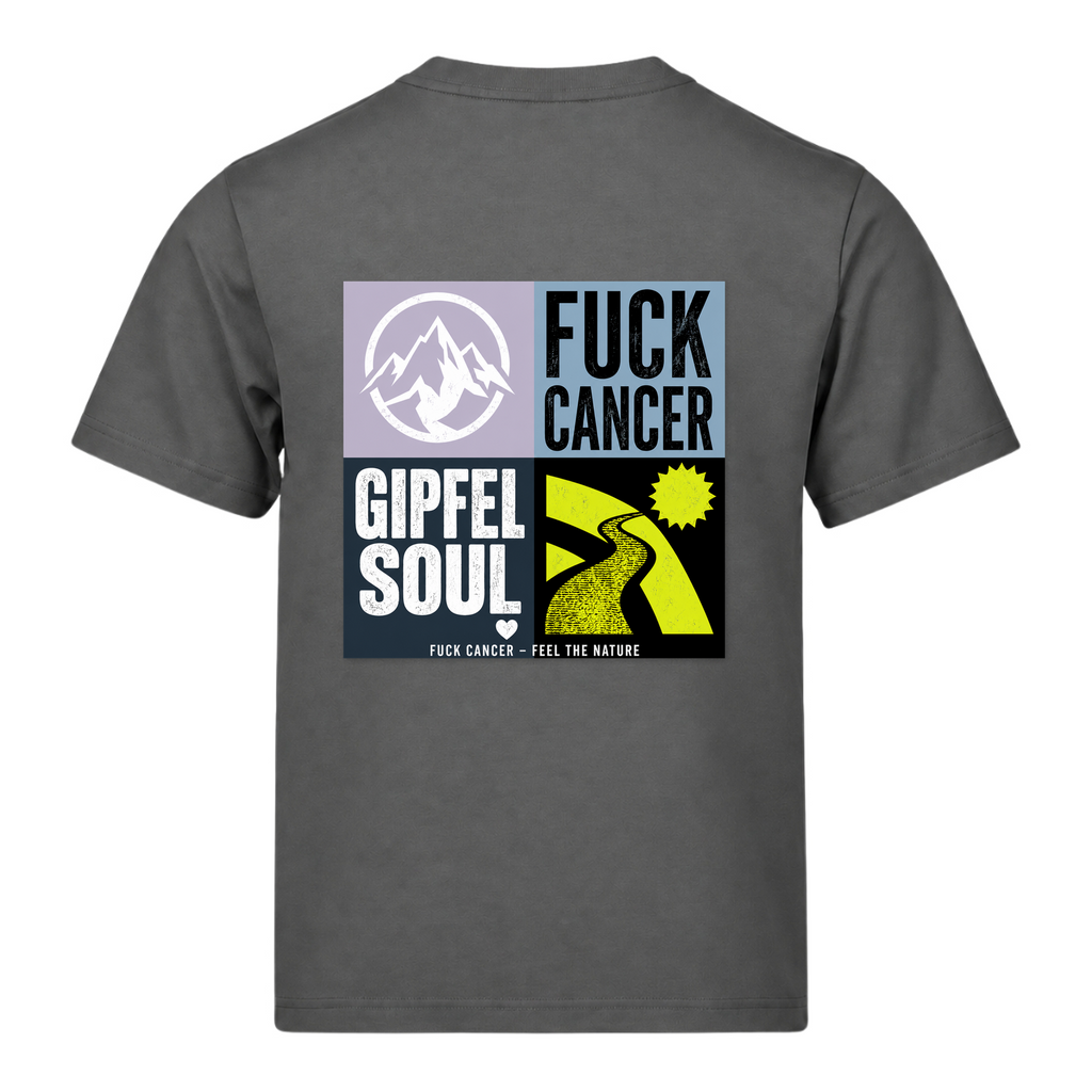 Fuck Cancer Rückenprint T-Shirt Gipfelsoul - Powder Grey - Rueckseite