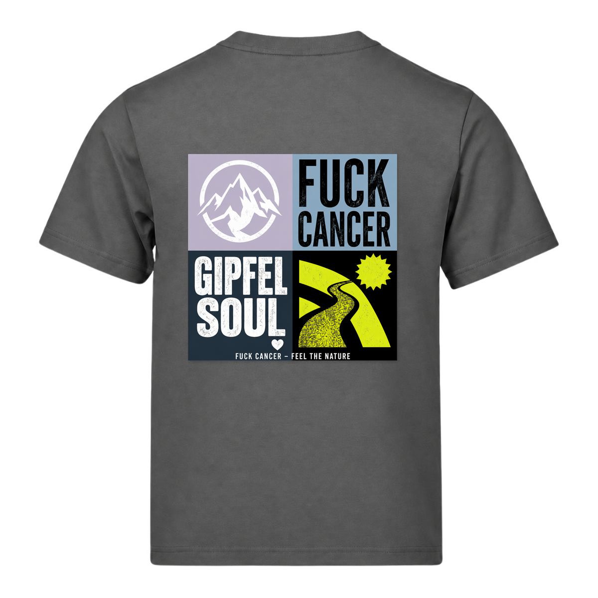 Fuck Cancer Rückenprint T-Shirt Gipfelsoul - Powder Grey - Rueckseite