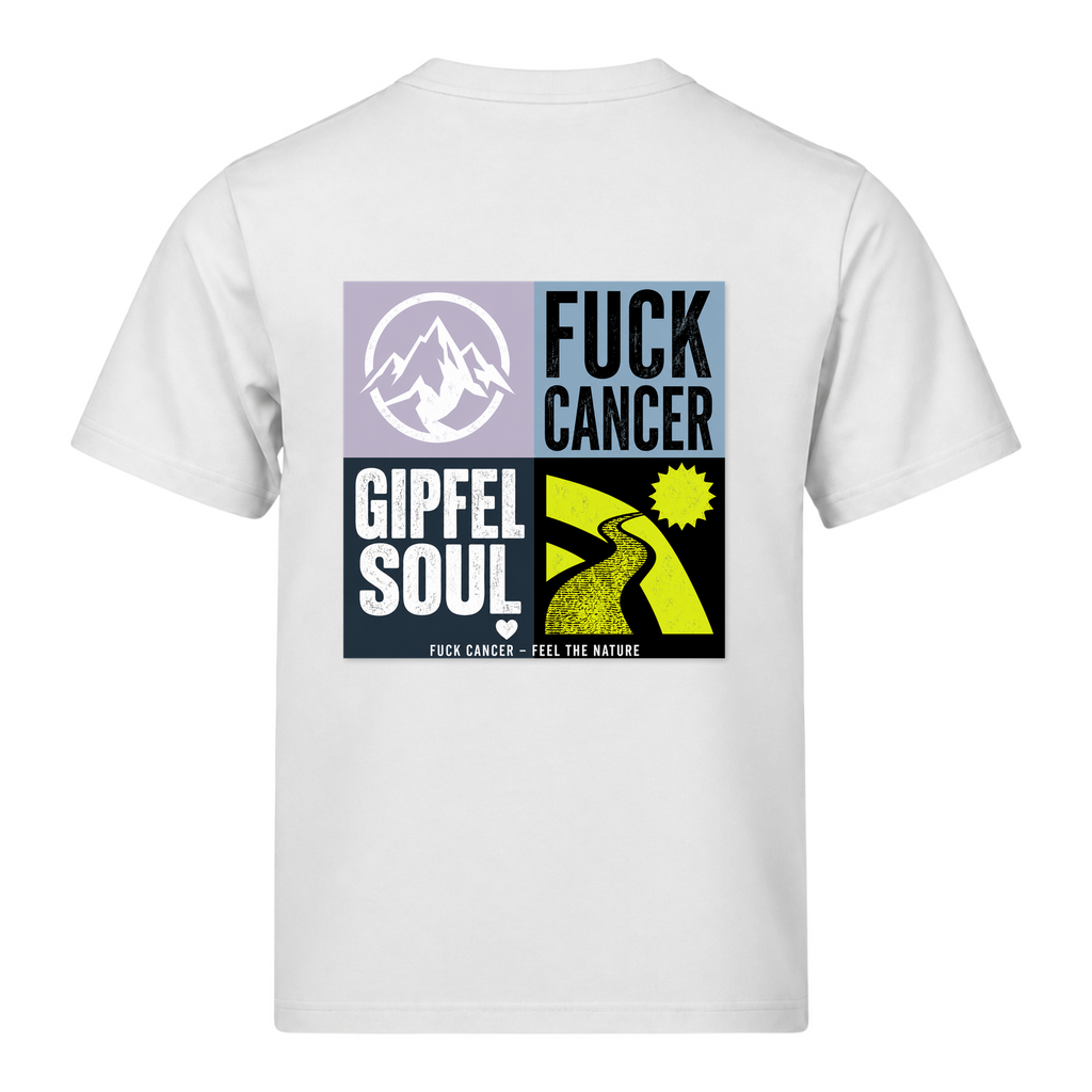 Fuck Cancer Rückenprint T-Shirt Gipfelsoul - White - Rueckseite