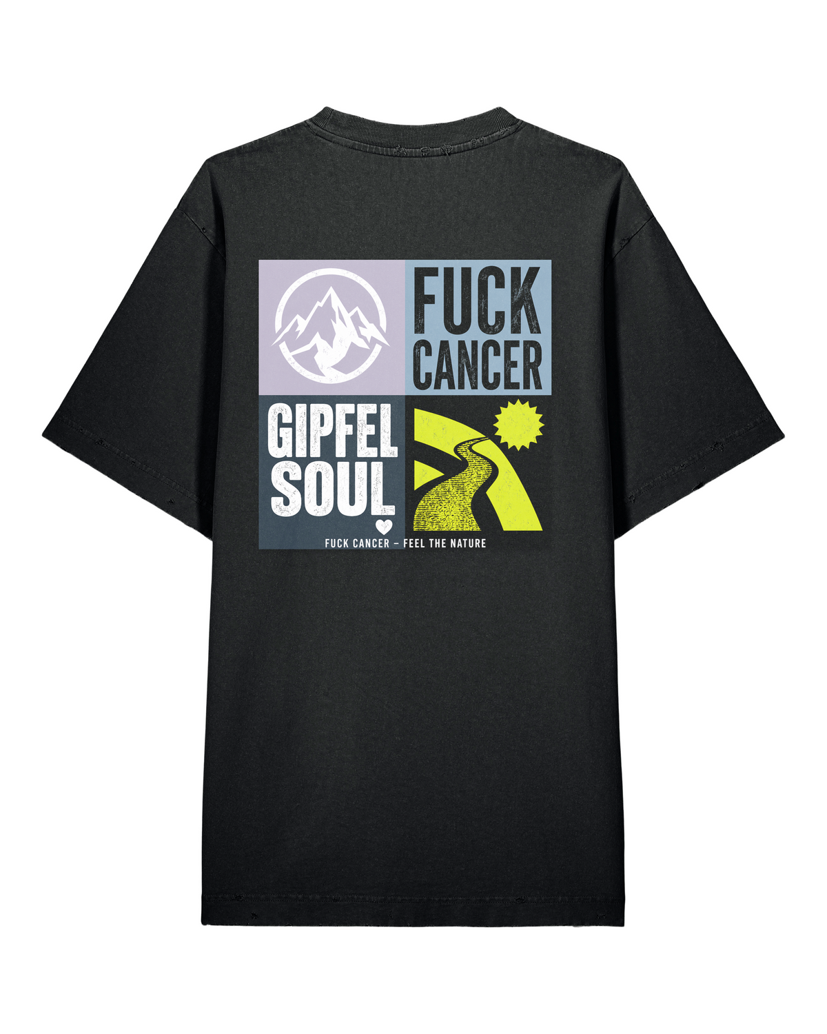 Fuck Cancer Super Vintage T-Shirt - G. Dyed Black Rock - Rueckseite