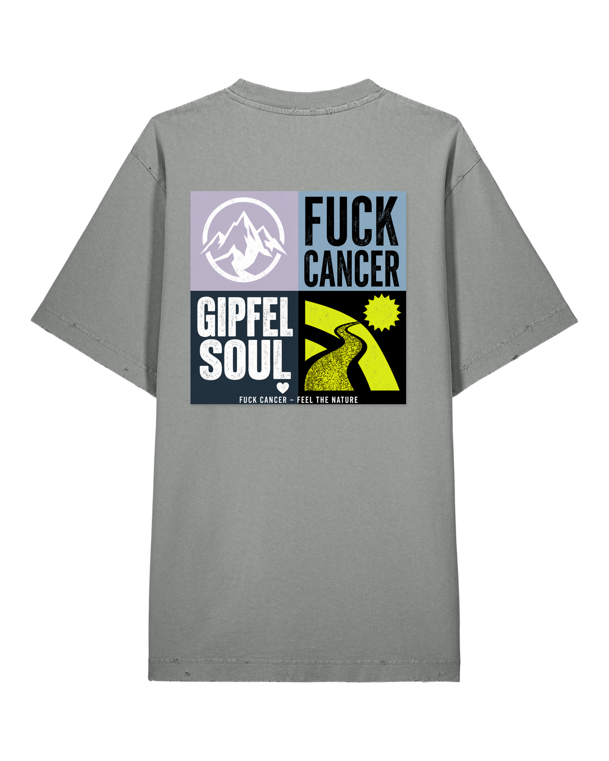 Fuck Cancer Super Vintage T-Shirt - G. Dyed Misty Grey - Rueckseite