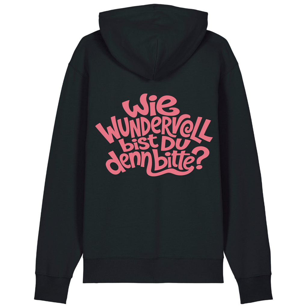 Wie wundervoll bist Du denn bitte? Hoodie Biobaumwolle - Black - Rueckseite