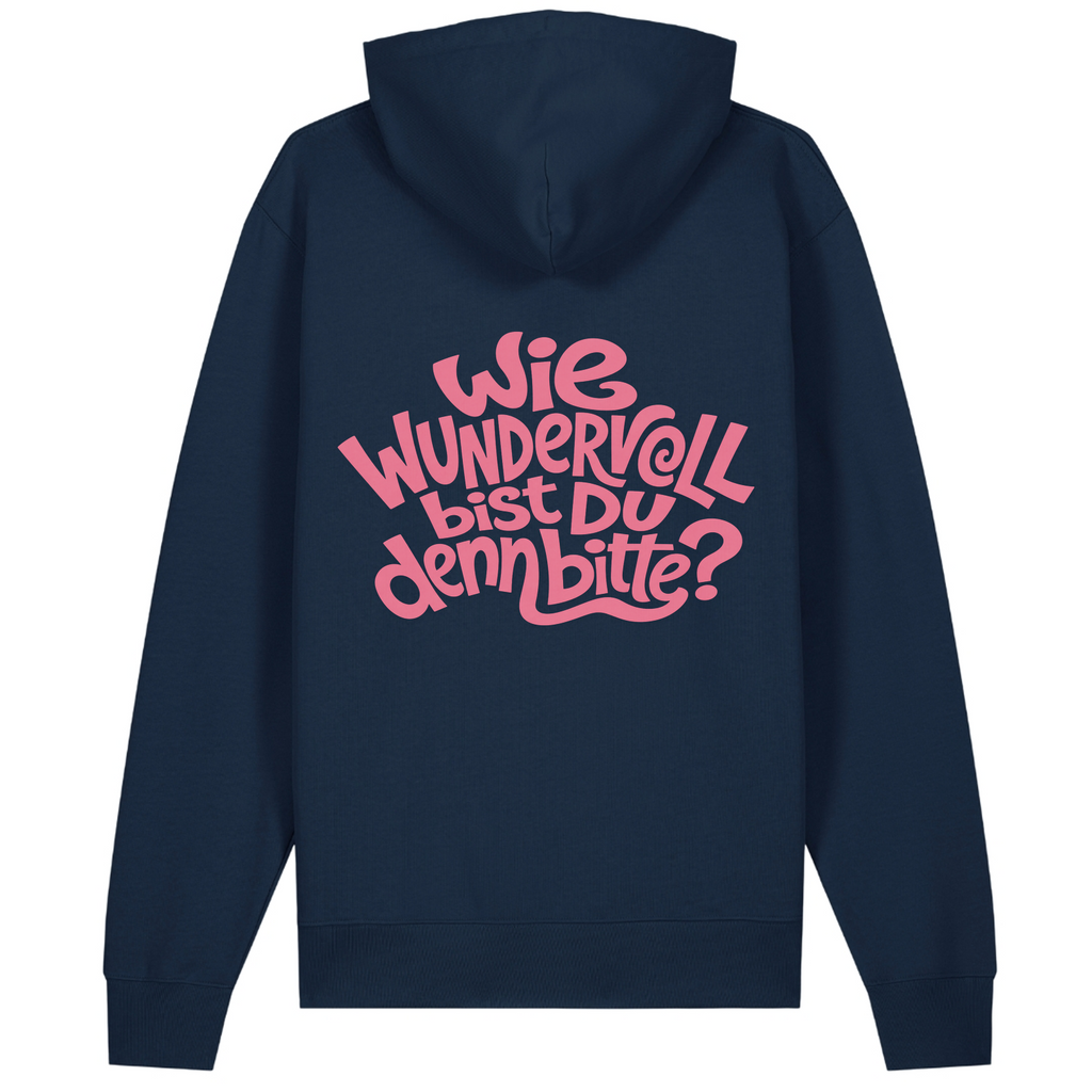 Wie wundervoll bist Du denn bitte? Hoodie Biobaumwolle - French Navy - Rueckseite